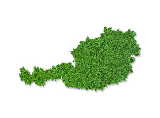 vector isolated simplified illustration icon with green grassy silhouette of austria map. white back