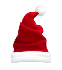 Wall Mural - santa claus hat isolated on white background. new year red hat realistic. - stock vector.
