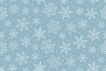 Wall Mural - christmas snowflake seamless pattern ice on blue background.