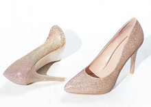 Golden High Heel Shoes, Cinderella Pointy Pump Shoe