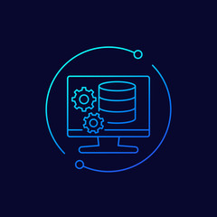 Poster - database maintenance icon, linear design