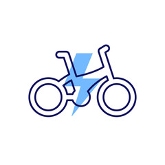 Poster - Electric bike, e-bike icon, line design