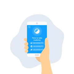 Poster - pill reminder app, vector design