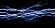 Thunder lightning bolts isolated on black background, illustration of electric concept