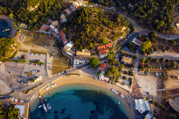 Aerial view of Paleokastritsa beach in Corfu