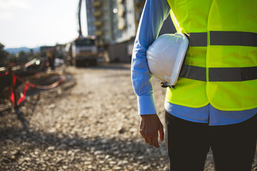 Wall Mural - A man construction worker on building site