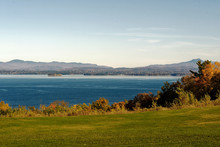 Lake Champlain With Burlington Vermont State In Background In Late Fall