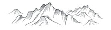 Hand Drawn Mountain On A White Background. Vector