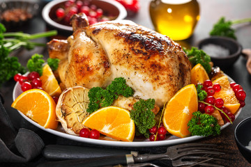 Poster - Whole baked chicken with vegetables