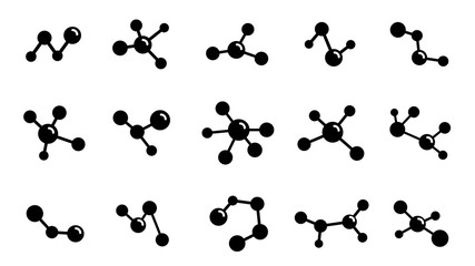Poster - Molecule icon set isolated on white background. Flat design. Vector illustration.
