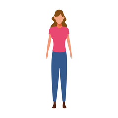 Sticker - avatar woman standing icon, flat design