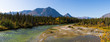 Panorama of remote river and mountains in Alaska