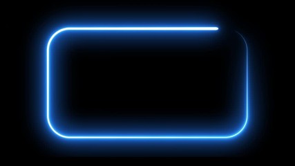 Wall Mural - Glowing neon abstract light frame background. Blue fluorescent border. 3D Render