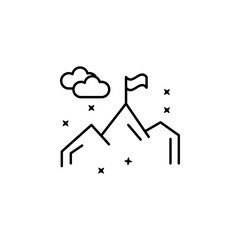 Poster - Climb flag mountain. Simple line, outline vector of motivation icons for ui and ux, website or mobile application