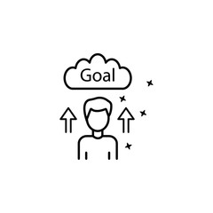 Poster - Goal man work. Simple line, outline vector of motivation icons for ui and ux, website or mobile application