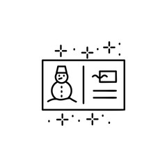 Poster - Postcard snowman icon. Simple line, outline vector of winter vacation icons for ui and ux, website or mobile application
