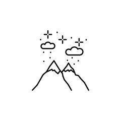 Poster - Mountains cloud snow icon. Simple line, outline vector of winter vacation icons for ui and ux, website or mobile application