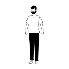 Sticker - avatar man with beard icon, flat design