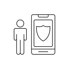 Poster - Antivirus, smartphone, user icon. Simple line, outline vector of computer technology icons for ui and ux, website or mobile application