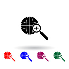 Poster - globe increase sign multi color icon. Elements of university life set. Simple icon for websites, web design, mobile app, info graphics