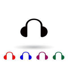 Poster - headphones multi color icon. Elements of university life set. Simple icon for websites, web design, mobile app, info graphics