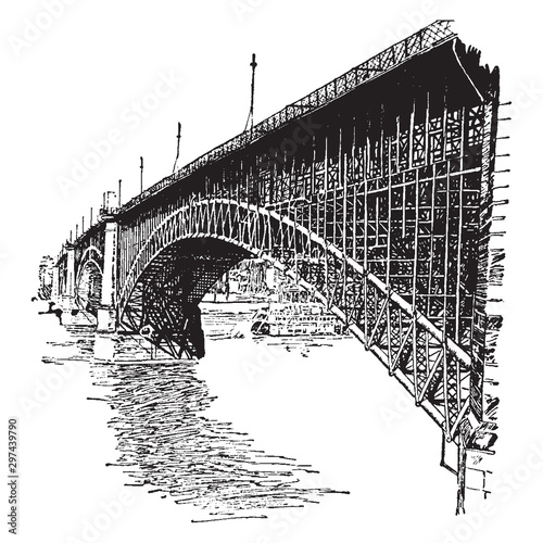 Fototapeta most 3d   eads-bridge-vintage-ilustracji
