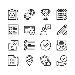 Poster - Approve line icons. Modern stroke, linear elements. Outline symbols collection. Premium quality. Pixel perfect. Vector thin line icons set