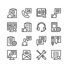 Poster - Customer service line icons. Modern stroke, linear elements. Outline symbols collection. Premium quality. Pixel perfect. Vector thin line icons set