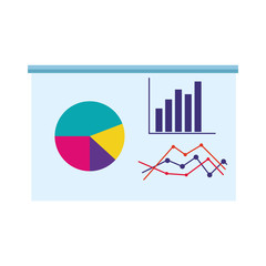 Sticker - graph charts icon, flat design