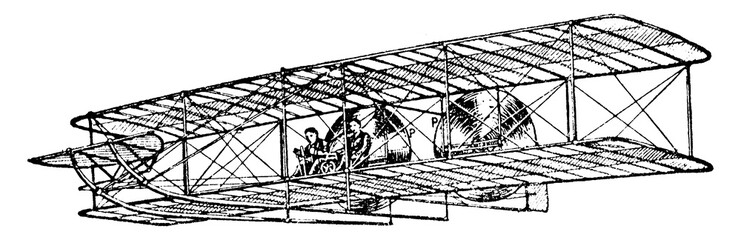 Wall Mural - Wright Brothers Aeroplane, vintage illustration.