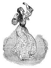Dancing Woman, Vintage Illustration