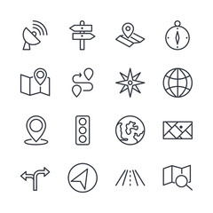 Aufkleber - Navigation set icon template color editable. Navigation pack symbol vector sign isolated on white background direction, maps, traffic and more illustration for graphic and web design.