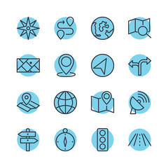 Aufkleber - Navigation set icon template color editable. Navigation pack symbol vector sign isolated on white background direction, maps, traffic and more illustration for graphic and web design.
