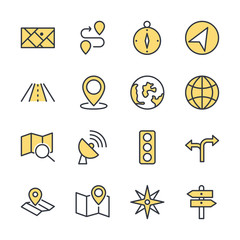 Poster - Navigation set icon template color editable. Navigation pack symbol vector sign isolated on white background direction, maps, traffic and more illustration for graphic and web design.