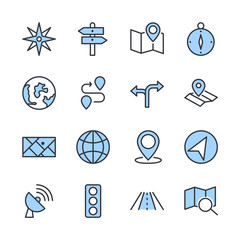Aufkleber - Navigation set icon template color editable. Navigation pack symbol vector sign isolated on white background direction, maps, traffic and more illustration for graphic and web design.