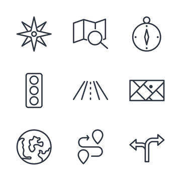 Navigation set icon template color editable. Navigation pack symbol vector sign isolated on white background direction, maps, traffic and more illustration for graphic and web design.