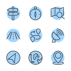Aufkleber - Navigation set icon template color editable. Navigation pack symbol vector sign isolated on white background direction, maps, traffic and more illustration for graphic and web design.