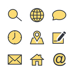 Poster - computer and mobile icons. phone, website, mail, time, call, home, printer, laptop, calendar, chat, edit, pin, map, person color editable vector sign isolated on white background for graphic and web d