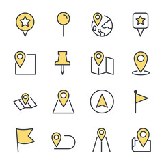 Leinwandbilder - Map pins related vector icon set sign isolated on white background. Pin Map, Office Location and more symbol vector illustration for graphic and web design. 