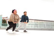 © New Africa - Overweight couple doing sport exercises together outdoors