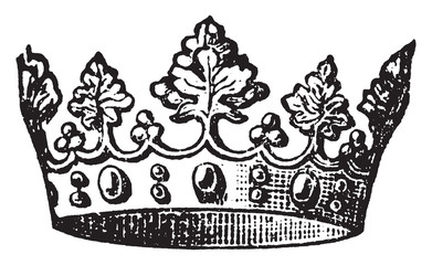 Canvas Print - Crown, vintage illustration.
