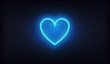 Heart neon sign. Glowing bright blue heart signboard