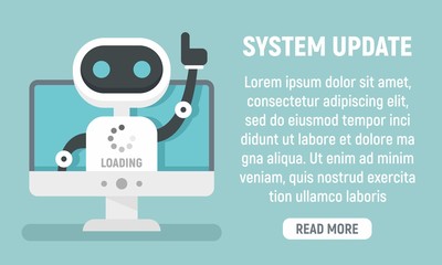 Poster - Bot system update concept banner. Flat illustration of bot system update vector concept banner for web design