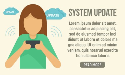 Poster - Smartphone system update concept banner. Flat illustration of smartphone system update vector concept banner for web design