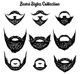 Wall Mural - hand drawn of beard styles collection