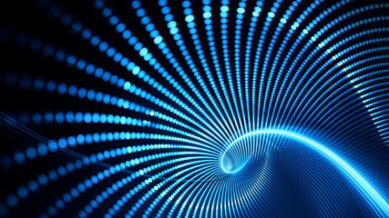Aufkleber - Abstract blue and black background. Fractal graphics series. Composition of glowing lines and mosaic halftone effects. 3d illustration.