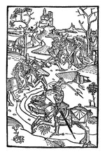 Knights In Battle, Vintage Illustration