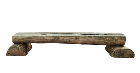 Wall Mural - garden bench weathered timber chair (with clipping path) isolated on white background
