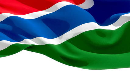 Republic of The Gambia waving national flag. 3D illustration