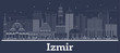 Outline Izmir Turkey City Skyline with White Buildings.